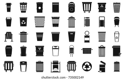 Garbage can icon set. Simple set of garbage can vector icons for web design isolated on white background