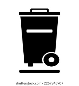 Icono de cubo de basura. Inicia sesión en blanco y negro. Gráficos vectoriales.