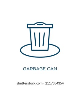 garbage can icon. Thin linear garbage can outline icon isolated on white background. Line vector garbage can sign, symbol for web and mobile