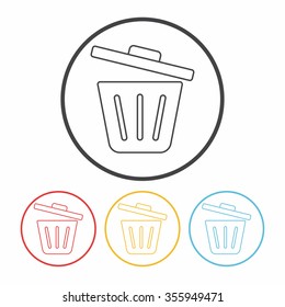 garbage can line icon