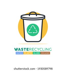 Garbage can linear icons set. Trash. Container. Recycle. Symbol. Vector. Delete. Bucket. Reuse. Eco. Ecology. 