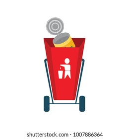 Garbage can with metal debris. Isolated elements. Icon of metal waste.Vector illustration

