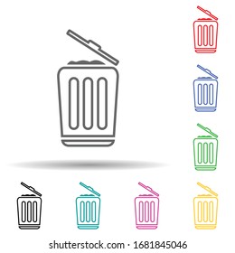 Garbage can multi color set icon. Simple thin line, outline vector of navigation icons for ui and ux, website or mobile application