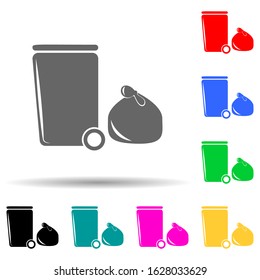 garbage can multi color style icon. Simple glyph, flat vector of ecology icons for ui and ux, website or mobile application