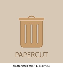 Garbage can papercut icon. Simple glyph, flat vector of web icons for ui and ux, website or mobile application