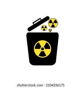 Basura con residuos radiactivos y nucleares. Símbolo de radiación atómica y radiactividad. Ilustración del vector aislada en blanco