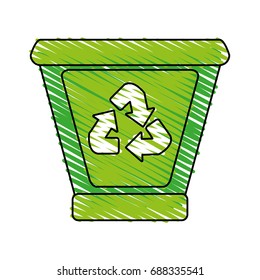 garbage can with recycle arrows icon image