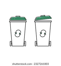 Garbage Can, Recycle Trash Can Icon Vector Design.