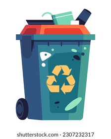 Mülleimer, Recyclingfach, Naturpflegesymbol einzeln