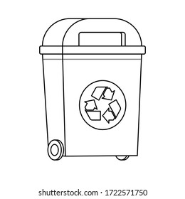 Garbage can. Rubbish container. Concept of waste recycle and ecology. Isolated on white background. Vector illustration.

