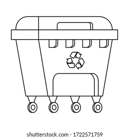 Garbage can. Rubbish container. Concept of waste recycle and ecology. Isolated on white background. Vector illustration.

