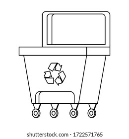 Basura. Contenedor de basura. Concepto de reciclaje de residuos y ecología. Aislado sobre fondo blanco. Ilustración vectorial.
