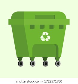 Garbage can. Rubbish container. Concept of waste recycle and ecology. Isolated on white background. Vector illustration.
