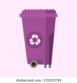 Garbage can. Rubbish container. Concept of waste recycle and ecology. Isolated on white background. Vector illustration.
