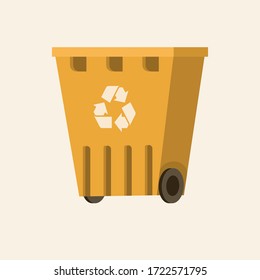 Garbage can. Rubbish container. Concept of waste recycle and ecology. Isolated on white background. Vector illustration.
