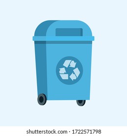 Garbage can. Rubbish container. Concept of waste recycle and ecology. Isolated on white background. Vector illustration.
