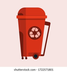 Garbage can. Rubbish container. Concept of waste recycle and ecology. Isolated on white background. Vector illustration.
