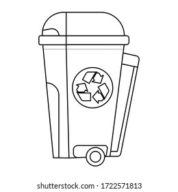 Basura. Contenedor de basura. Concepto de reciclaje de residuos y ecología. Aislado sobre fondo blanco. Ilustración vectorial.
