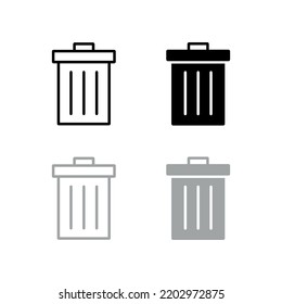 Garbage can simple icon set