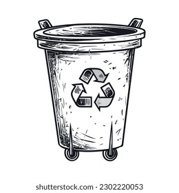 Garbage can symbolizes recycling and pollution icon isolated
