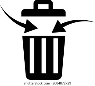 Garbage can. Throw away the trash. Arrow throwing trash. vector.