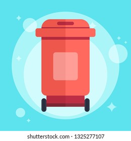Garbage can. Trash container. Recycle bin. Vector flat simple illustration