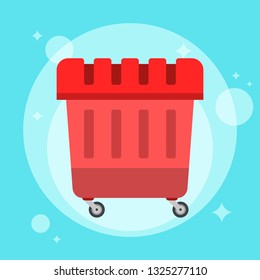 Garbage can. Trash container. Recycle bin. Vector flat simple illustration