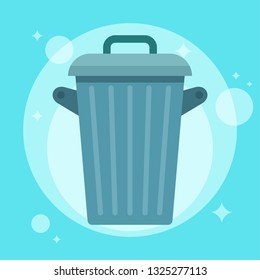 Garbage can. Trash container. Recycle bin. Vector flat simple illustration