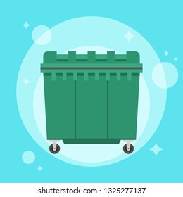 Garbage can. Trash container. Recycle bin. Vector flat simple illustration