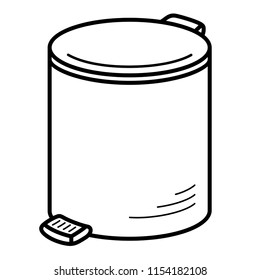 Garbage can. Vector flat outline icon illustration isolated on white background.