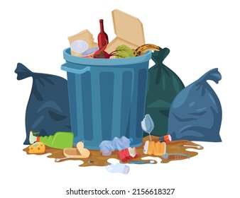 Garbage can. Waste of human life. Vector illustration