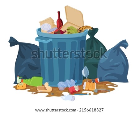 Garbage can. Waste of human life. Vector illustration