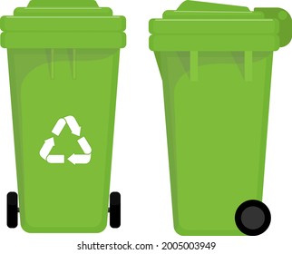 Garbage cans and bags in a flat style. The topic of cleaning and sorting garbage. Different garbage containers.