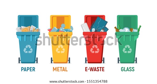 Garbage Cans Sorted Garbage Vector Icons Stock Vector (Royalty Free ...