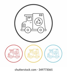 garbage car line icon