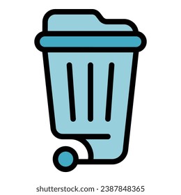 Garbage cart icon outline vector. Trash bag. Waste bin color flat