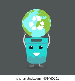 Garbage Cartoon Hold Earth Recycle Symbol Stock Vector (Royalty Free ...