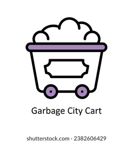 Vector de carro de la ciudad de basura Dibujo de esquema relleno Ilustración de diseño. Símbolo del archivo EPS 10 de fondo blanco 