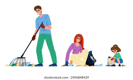 garbage clean up day  vector.  environment plastic, beach litter, earth world garbage clean up day character. people flat cartoon illustration
