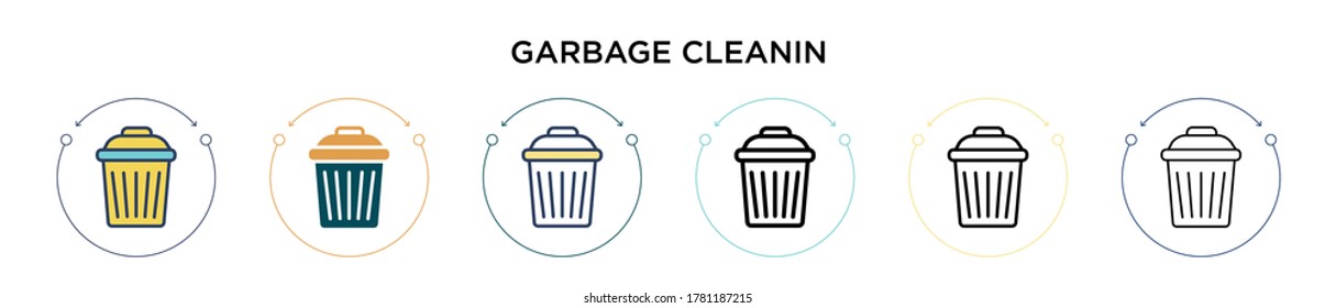Garbage cleanin icon in filled, thin line, outline and stroke style. Vector illustration of two colored and black garbage cleanin vector icons designs can be used for mobile, ui, web