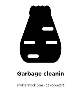 Garbage cleanin icon vector isolated on white background, logo concept of Garbage cleanin sign on transparent background, filled black symbol