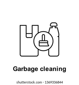 Garbage cleaning, brush, bottle icon. Element of pollution problems icon. Thin line icon for website design and development, app development. Premium icon