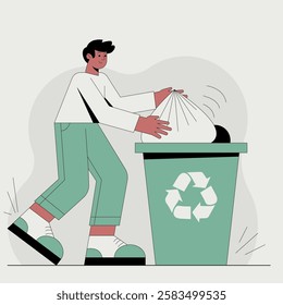 Garbage cleaning vector illustration design. A man is throwing trash