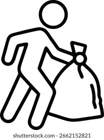 Diseño de íconos de Colección de basura Un tema de gestión de residuos que retrata a una persona desechando desechos en una bolsa