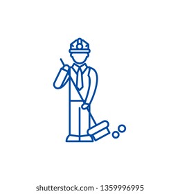 Garbage collection line icon concept. Garbage collection flat  vector symbol, sign, outline illustration.