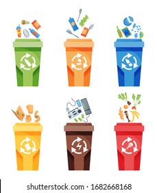 Garbage collection recycling. Plastic containers