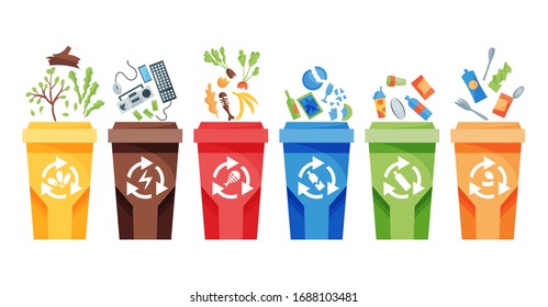 Garbage collection recycling. Plastic containers