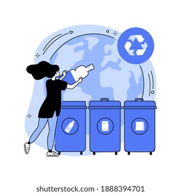 Garbage collection and sorting abstract concept vector illustration. Household waste collection, local disposal systems, waste segregation, urban curbside service vehicles abstract metaphor.