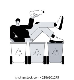 Garbage collection and sorting abstract concept vector illustration. Household waste collection, local disposal systems, waste segregation, urban curbside service vehicles abstract metaphor.