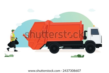 Garbage collection, garbage transport truck.